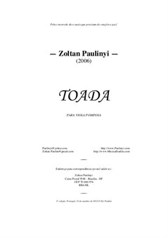 Toada, for viola pomposa solo (revised edition 2012)