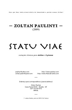 Statu Viae for two pianos and violin – Full Score (2009)