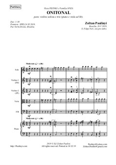 Onitonal for solo beginner violin (ad libitum: piano, string quartet or 2 violins, optional viola and cello or bassoon)