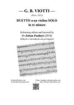 Duetto a un violino solo (Viotti,1821).Editado por Dr Zoltan Paulinyi, 2018