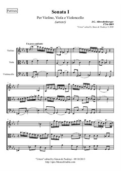 Trio sonata n.1 em dó menor para violino, viola e violoncelo (ou fagote). URTEXT: contém partitura e partes.