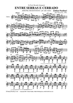 Entre serras e cerrado (Among Mountains) for solo violin (with version for viola). 1994