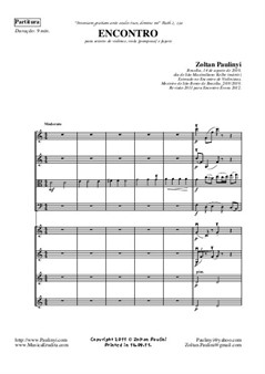 Encontro 2011 (Invenio, meeting), for 6 violins, viola and bassoon. Full score and parts