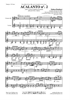 Acalanto (Berceuse) n.2 for violin and clarinet (2003)