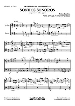 Sonhos sonoros para violino e fagote (ou cello). 2008