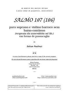Psalm 107 for soprano and violin in form of passacaglia (2003)